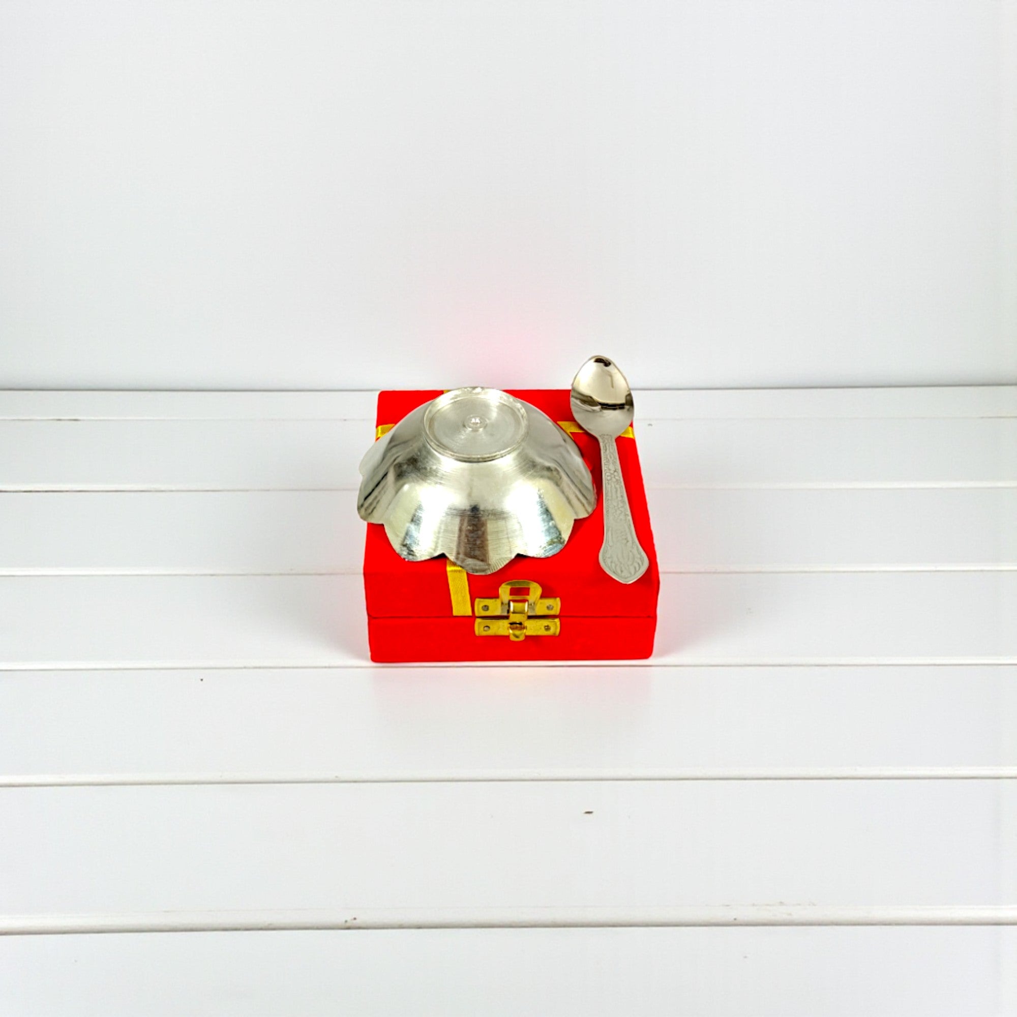 Silver Plated Bowl with Spoons For Gifting and Home Decor