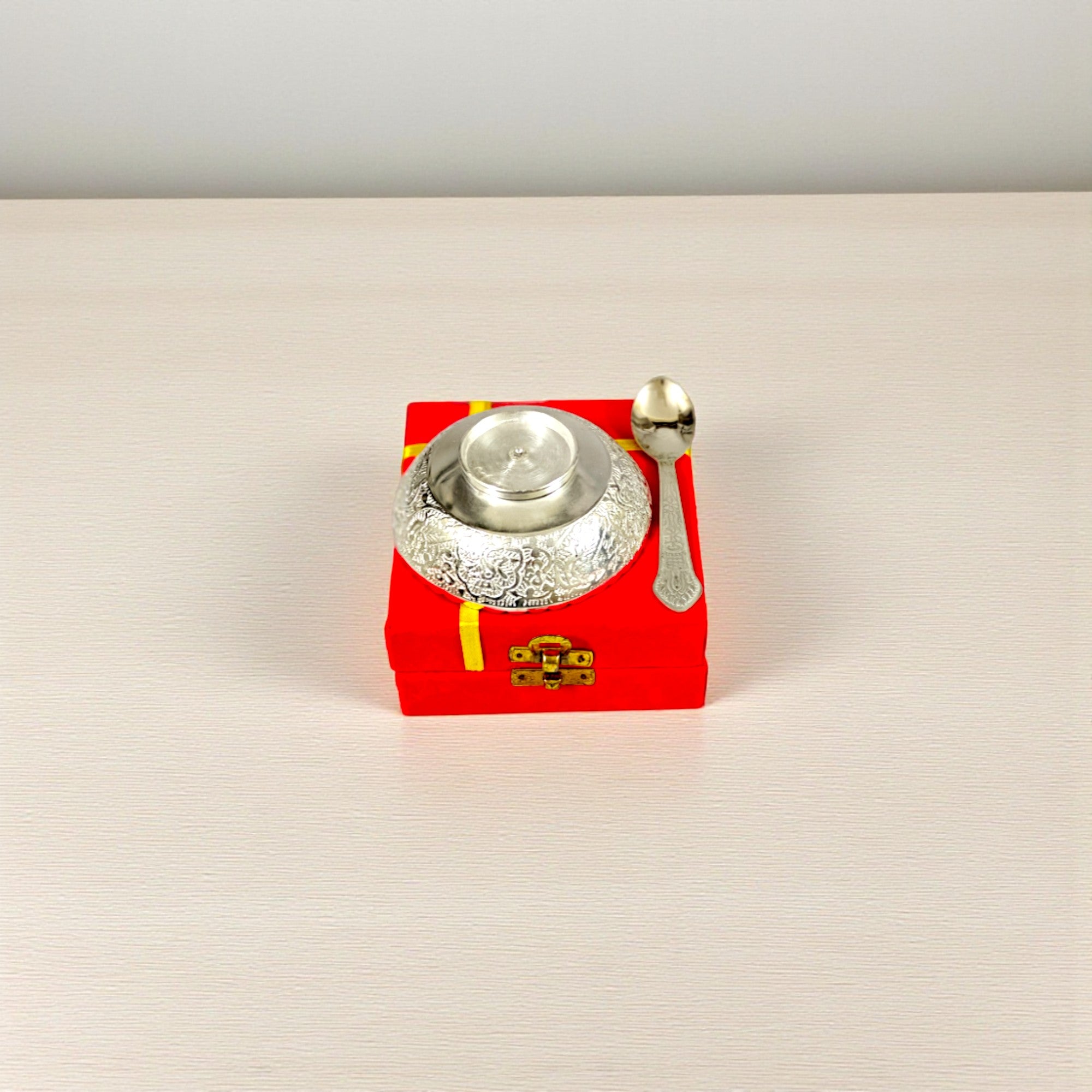 Silver Plated Bowl with Spoons For Gifting and Home Decor