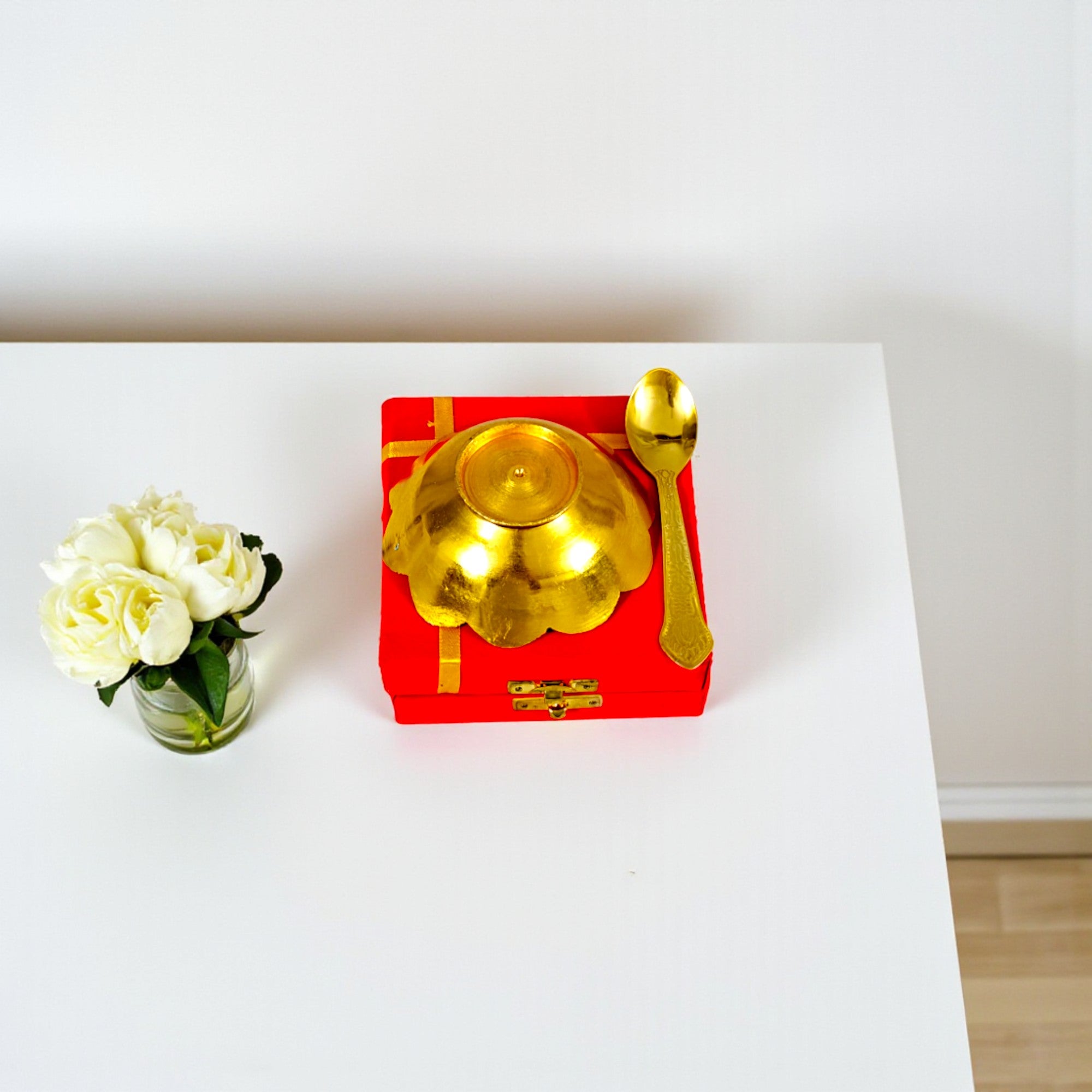 Silver Plated Bowl with Spoons For Gifting and Home Decor
