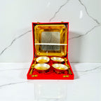 Silver Plated Bowl and Spoons set of 4 with Tray For Gifting and Home Decor