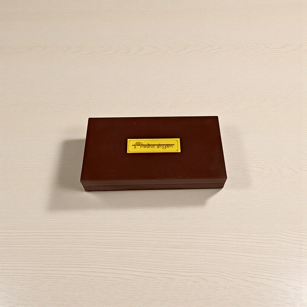 Gold-Silver Plated Shree Radha Krishna Ji Charan Paduka Prayer Box