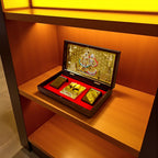Gold-Silver Plated Shree Radha Krishna Ji Charan Paduka Prayer Box