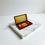 Gold-Silver Plated Shree Radha Krishna Ji Charan Paduka Prayer Box