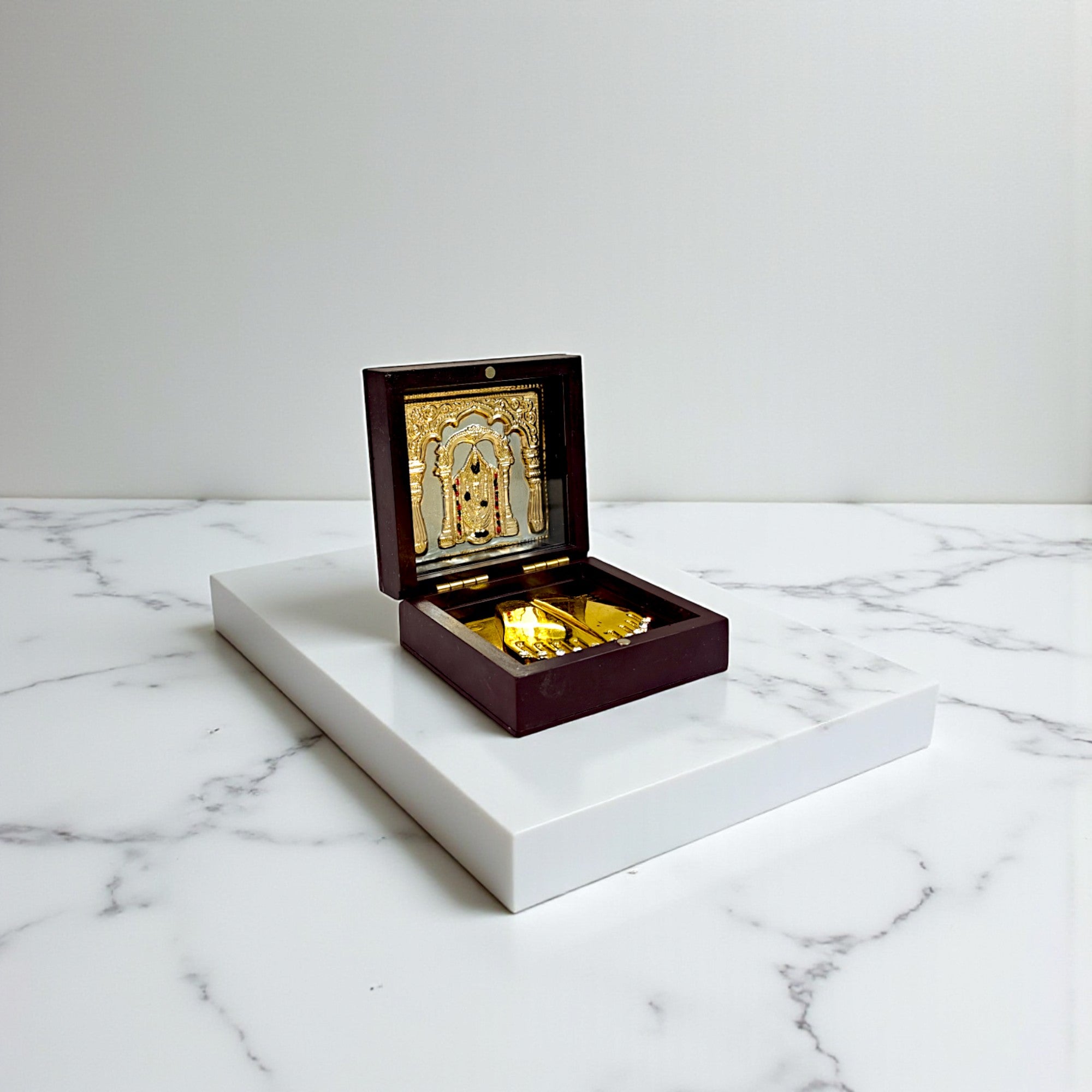 Gold-Silver Plated Shree Balaji Ji Charan Paduka Prayer Box