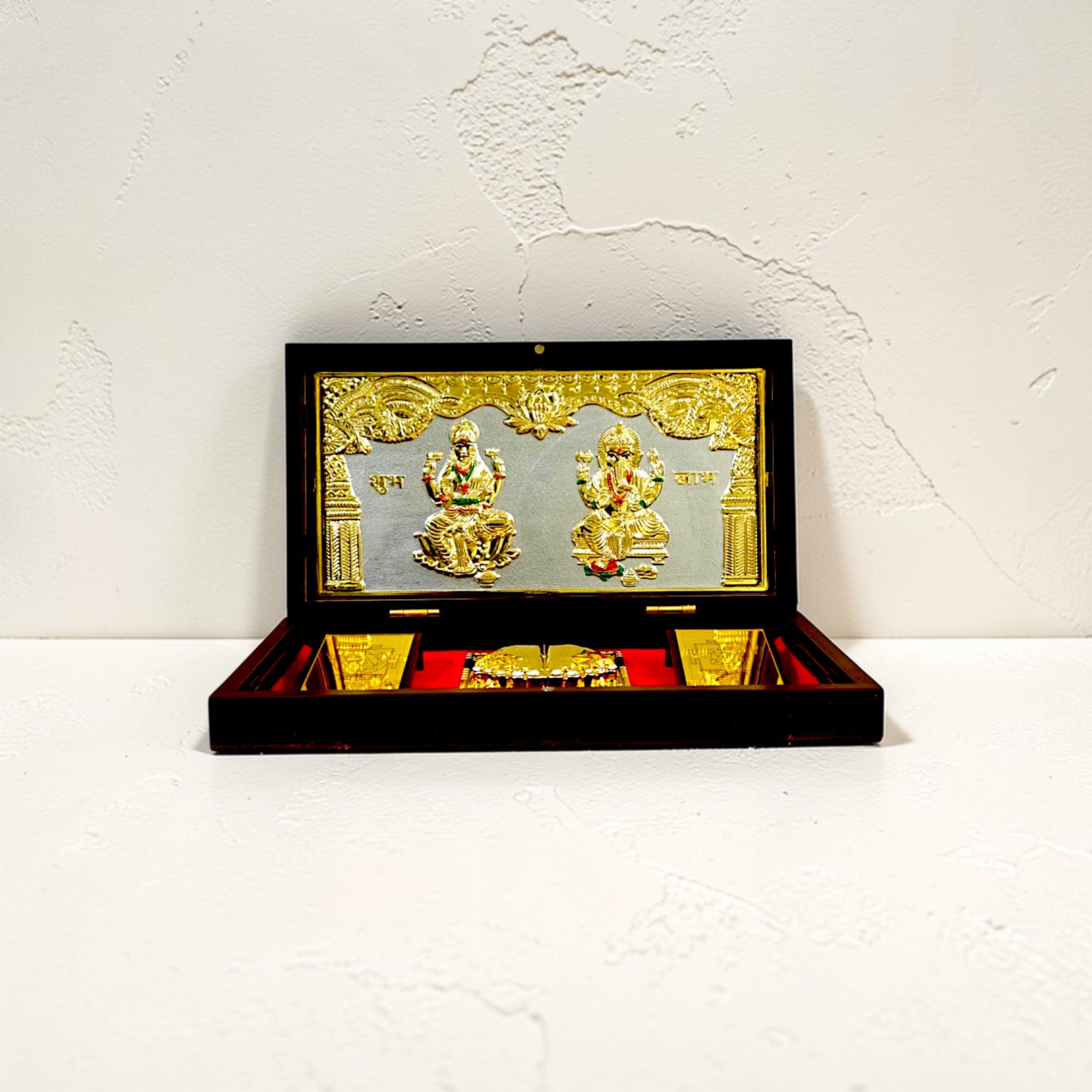 Gold and Silver Plated Shri Laxmi ji & Lord Ganesha Pooja Gift Set with Premium Box