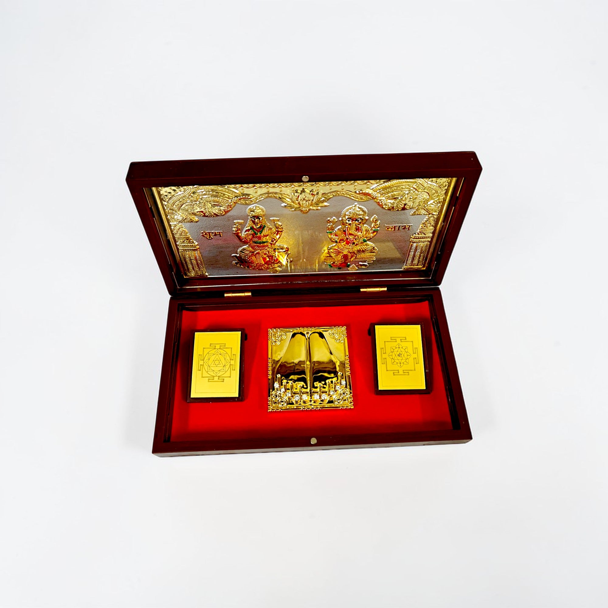 Gold and Silver Plated Shri Laxmi ji & Lord Ganesha Pooja Gift Set with Premium Box