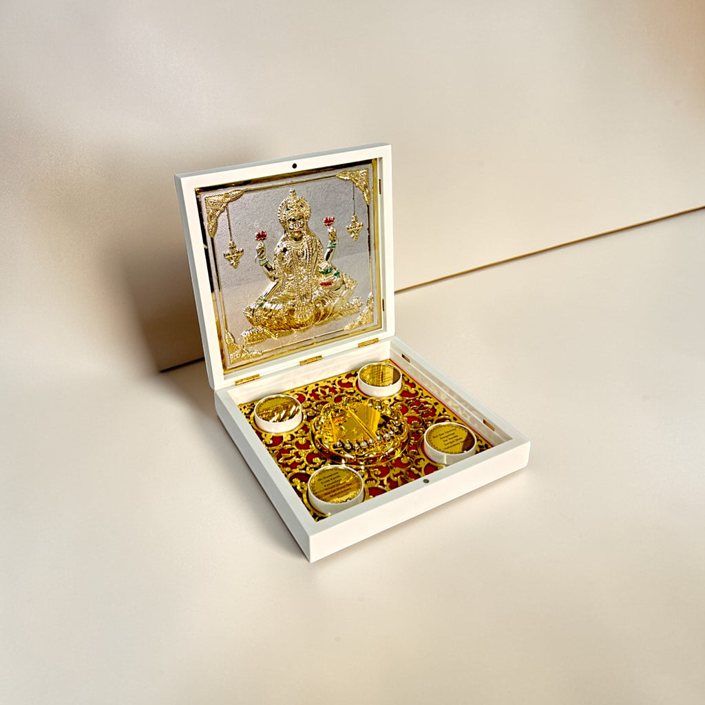 Gold Plated Shri Laxmi ji Pooja Gift Set with Premium Box
