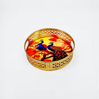 Pichwai Print Iron Serving Tray with Handles