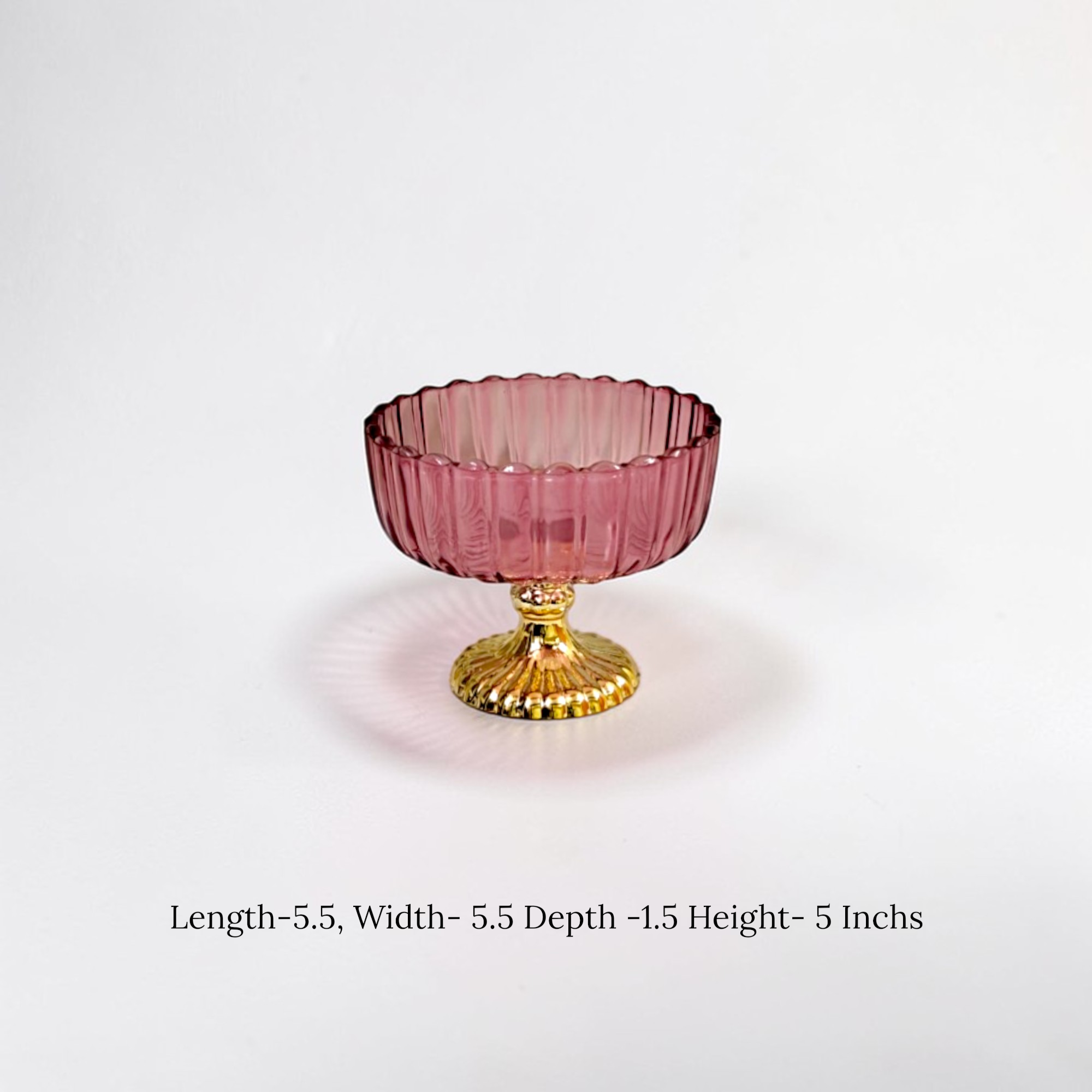 Decorative Fruit & Dessert Serving Red Glass Bowl with Gold Base