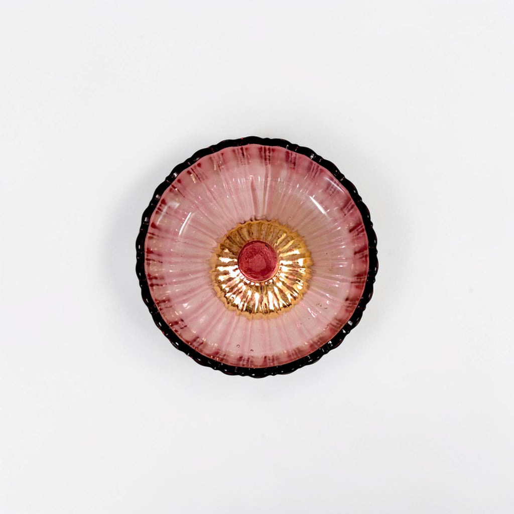 Decorative Fruit & Dessert Serving Red Glass Bowl with Gold Base