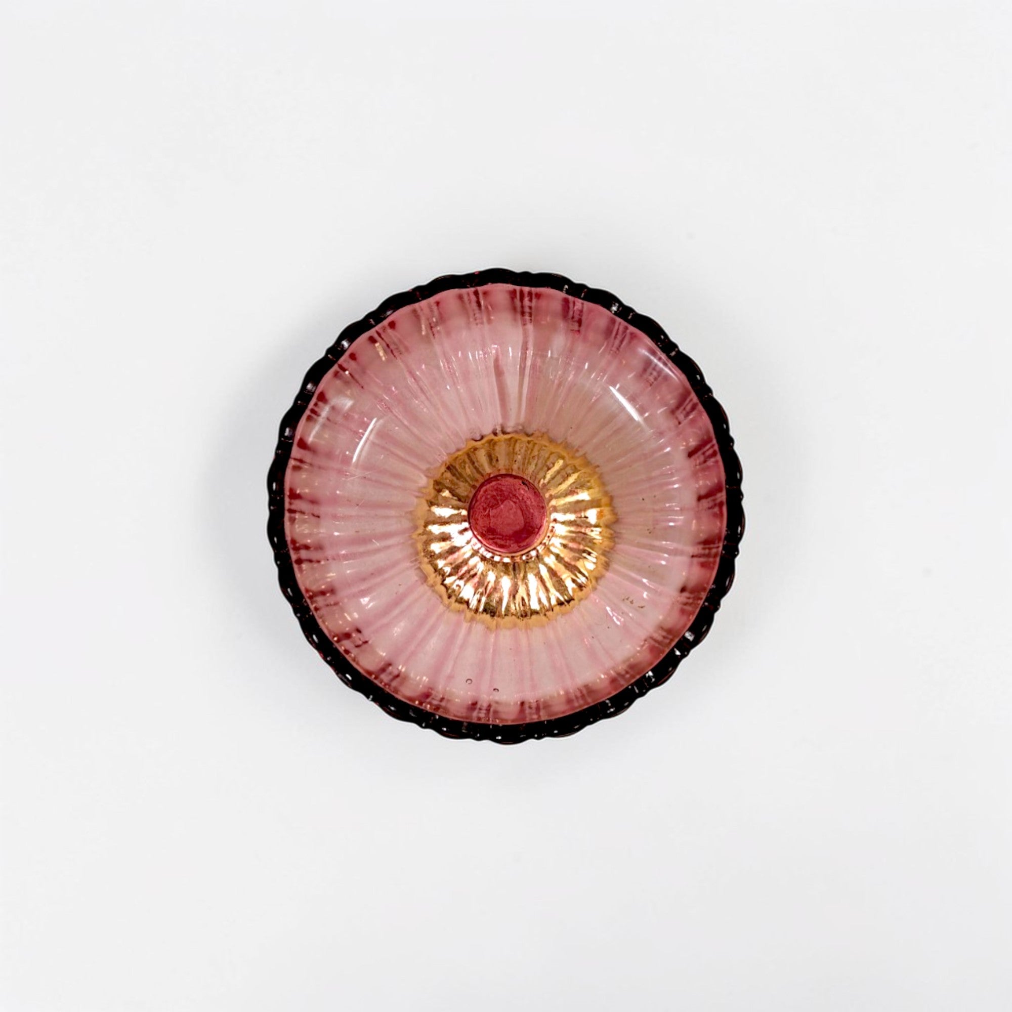 Decorative Fruit & Dessert Serving Red Glass Bowl with Gold Base