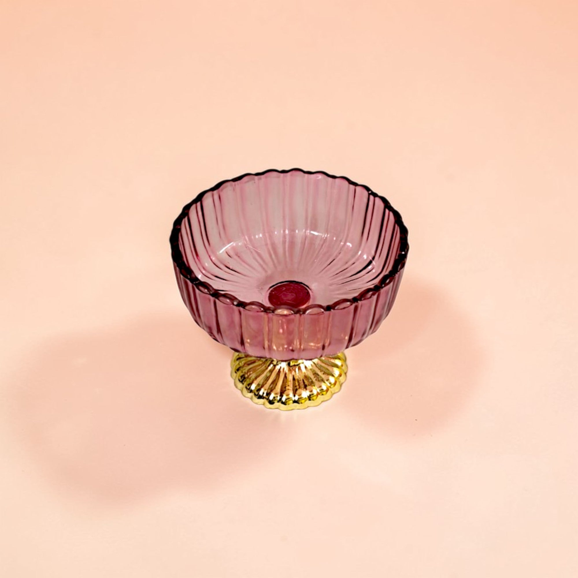 Decorative Fruit & Dessert Serving Red Glass Bowl with Gold Base