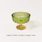 Decorative Fruit & Dessert Serving Green Glass Bowl with Gold Base