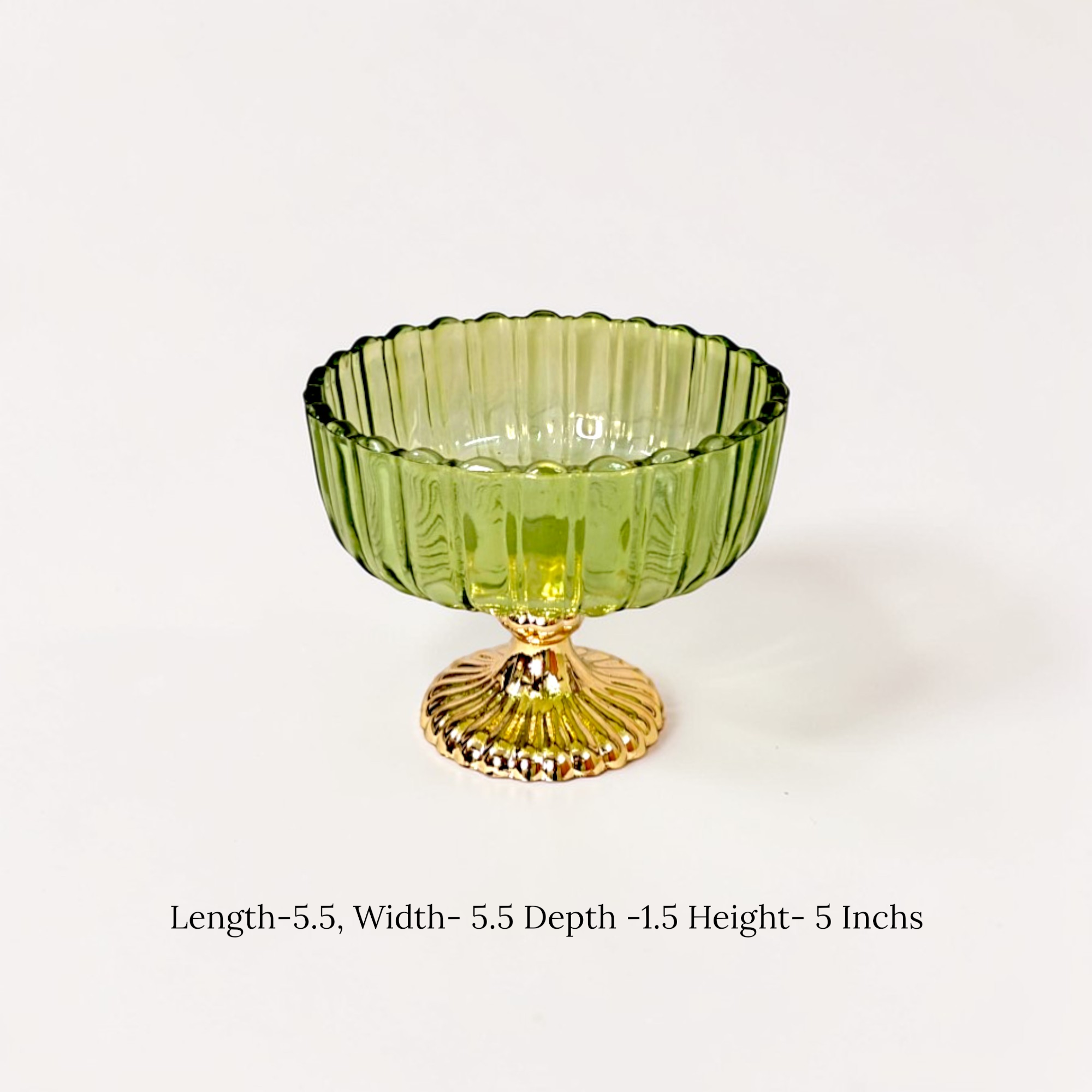 Decorative Fruit & Dessert Serving Green Glass Bowl with Gold Base