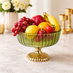 Decorative Fruit & Dessert Serving Green Glass Bowl with Gold Base