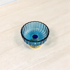 Decorative Fruit & Dessert Serving Blue Glass Bowl with Gold Base