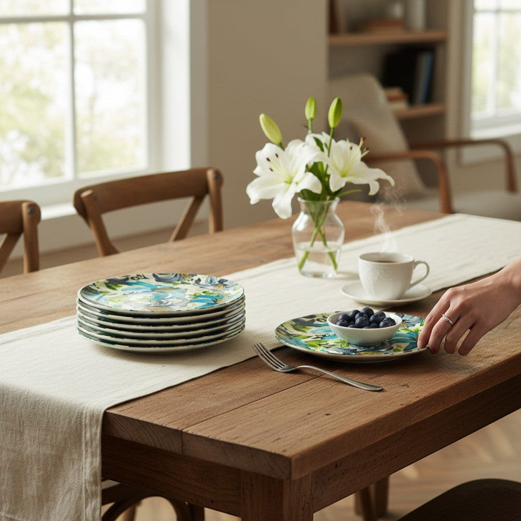 Eco-Friendly Bamboo Fiber Dinner Plates Set of 6