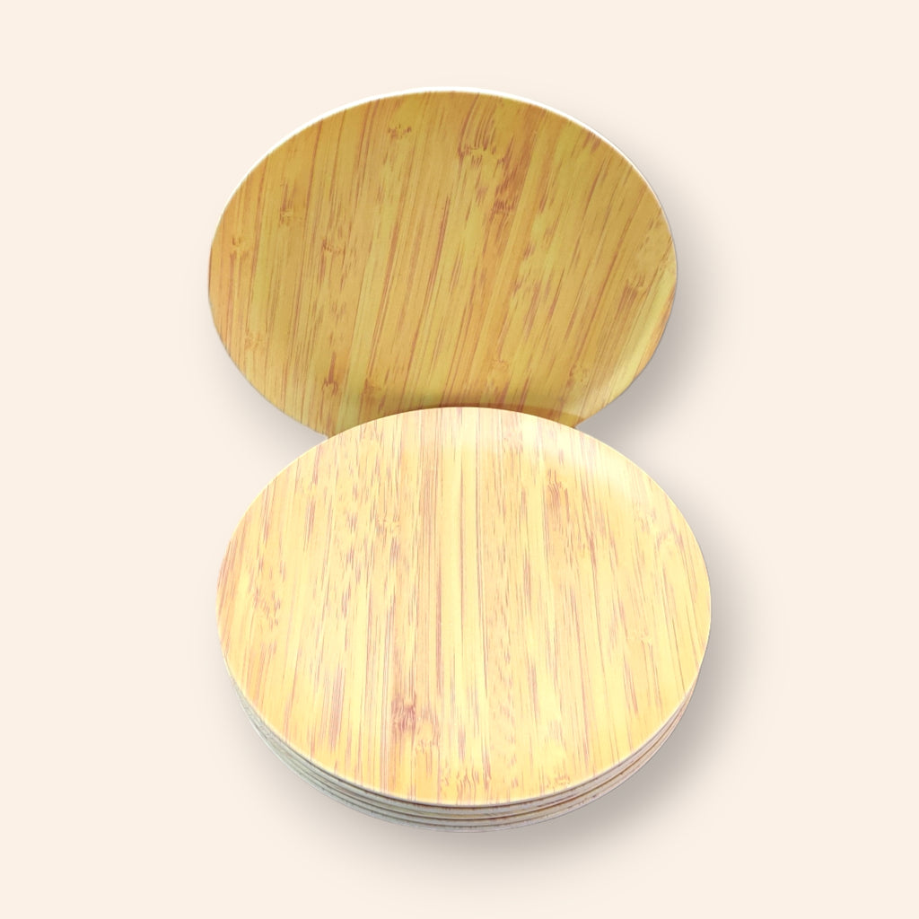 Eco-Friendly Bamboo Fiber Dinner Plates Set of 6