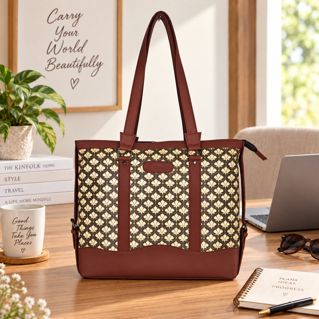 Printed Women’s Office Tote Bag – Bidri Block Printing